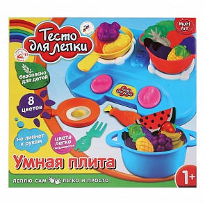 Набор теста для лепки 5 цветов - Умная Плита: плита, посуда, приборы,17 формочек (MultiArt, B1647470-PD (20))